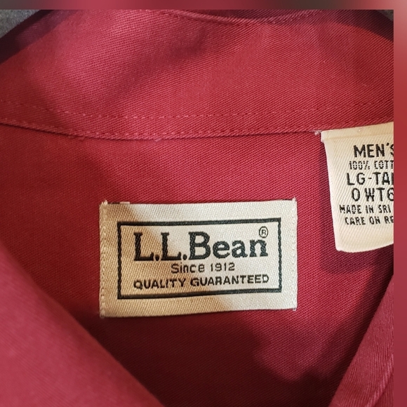 L.L Bean Size Large Tall Button Down Long Sleeve Shirt Cranberry Red Co… - Picture 3 of 12